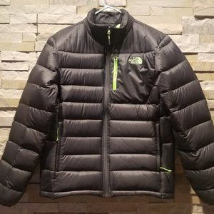 North Face Mens Small Grey Goose Down Winter Puffer Jacket Green Bubble Coat S